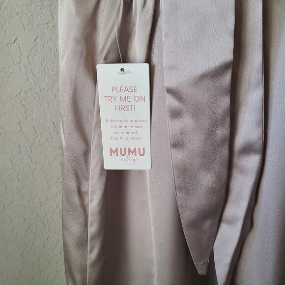 Show‎ Me Your MuMu Womens Claire Midi Dress L Ring Satin Luxe Bridesmaids NEW - Picture 6 of 11